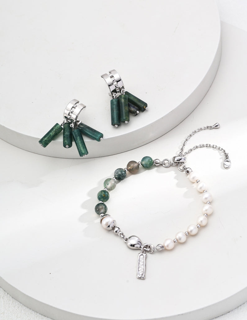Nature's Harmony Pearl & Agate S925 Silver Bracelet