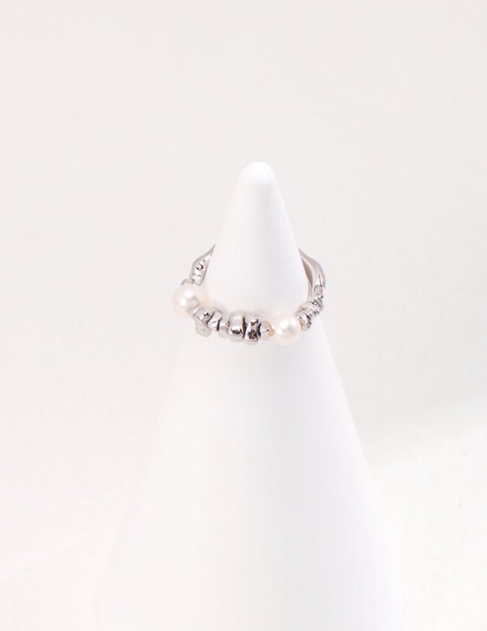 Luminous Silver Shards & Pearl S925 Ring