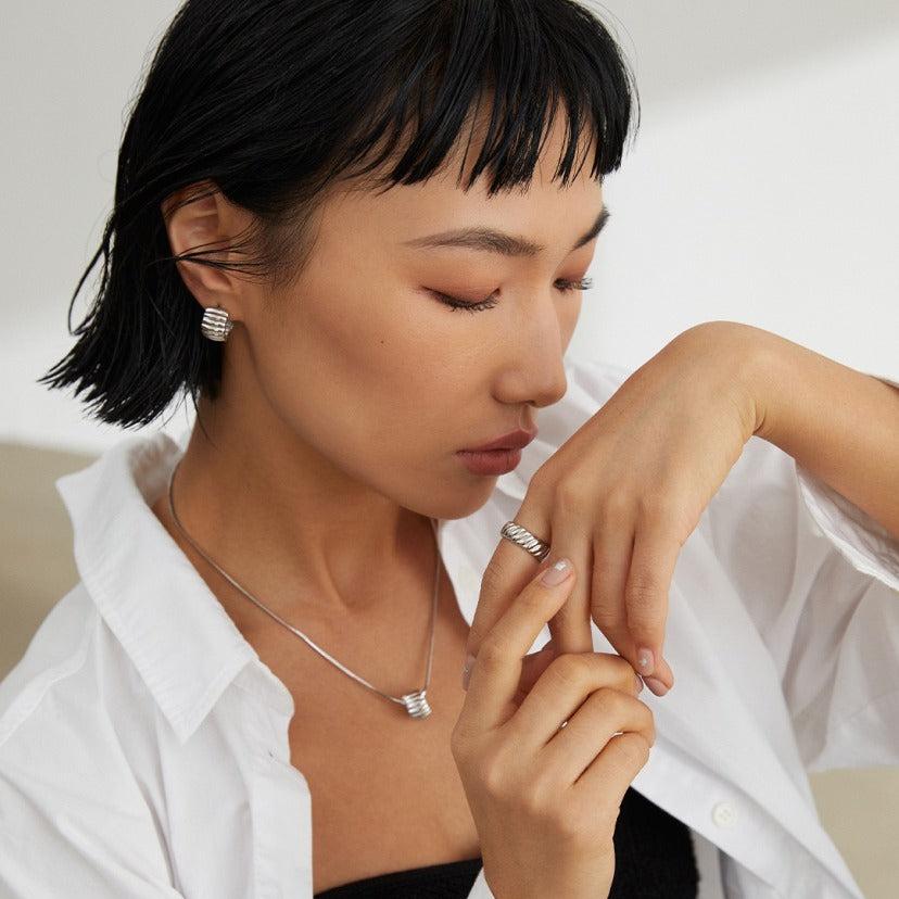 Sterling Silver Gear Open Ring