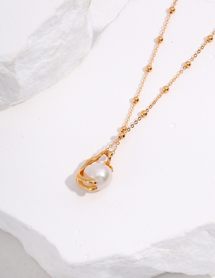 Freshwater Baroque Pearl Steling Silver - Eye of Jupiter Necklace