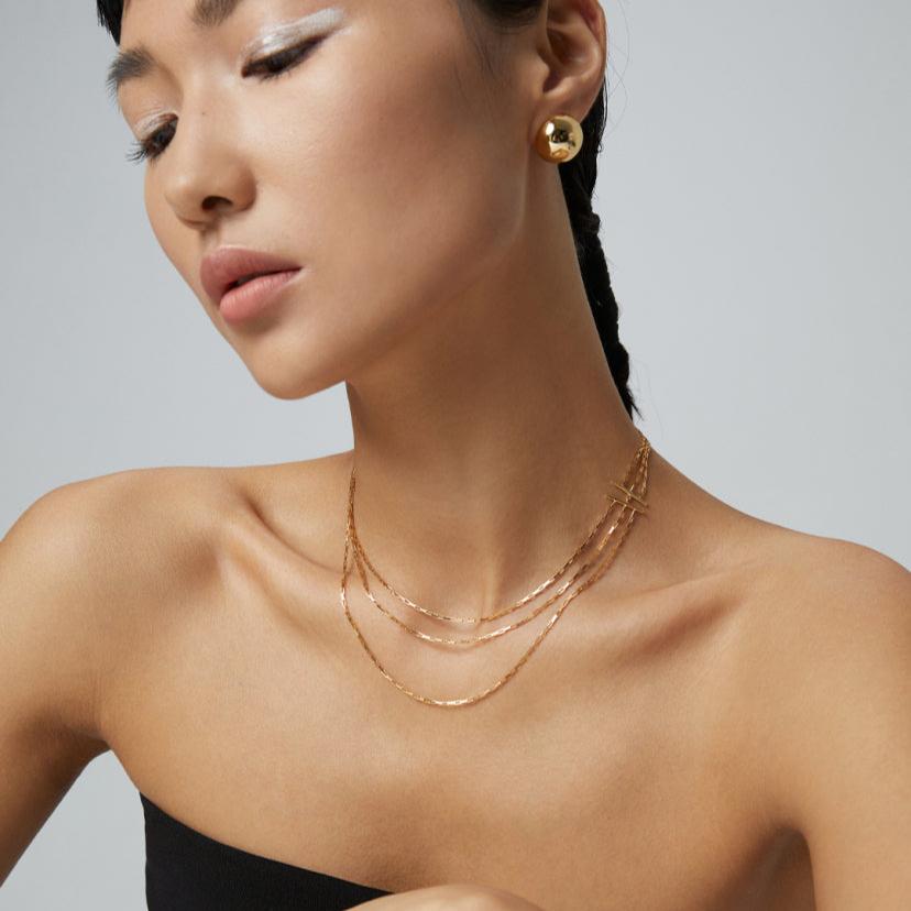 H Sterling Silver Triple Dainty Necklace