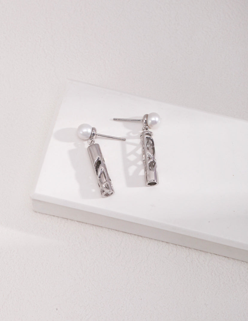 Sterling Silver Pearl Earrings - Ice Queen