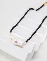 Black Onyx Baroque Pearl Ice Queen Necklace