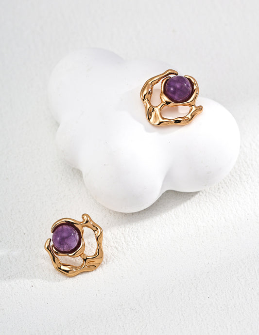 Europa Violet Vintage Amethyst Sterling Silver Studs
