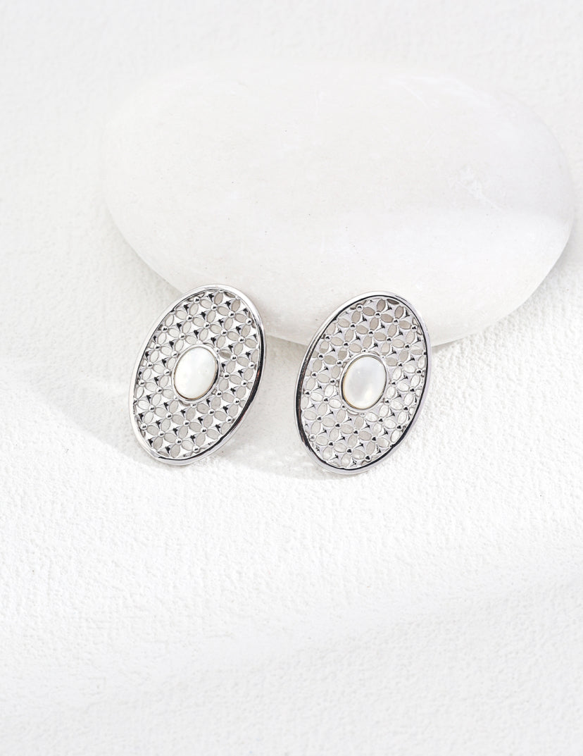 Sterling Silver Victoria Silver Shell Earrings