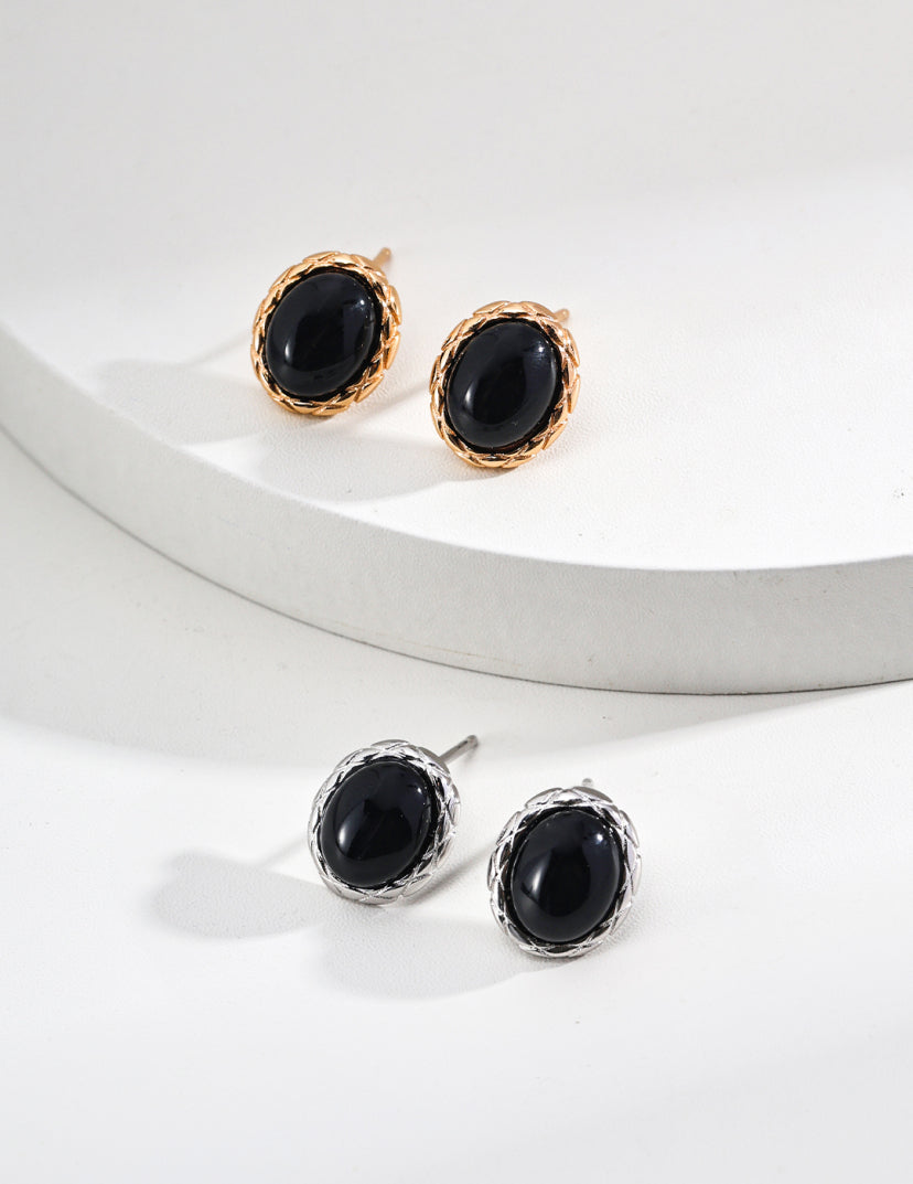 Black Onyx Bunny Earrings