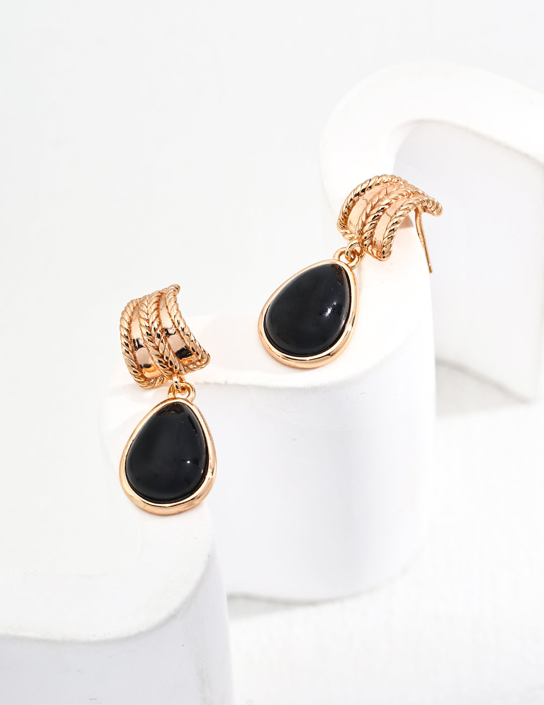 Sagittarius Zodiac Golden Plated s925 Sterling Silver Black Onyx Simple Earrings