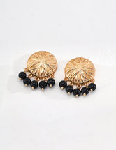 Sagittarius Zodiac Golden Plated Sterling Silver Black Onyx Earrings