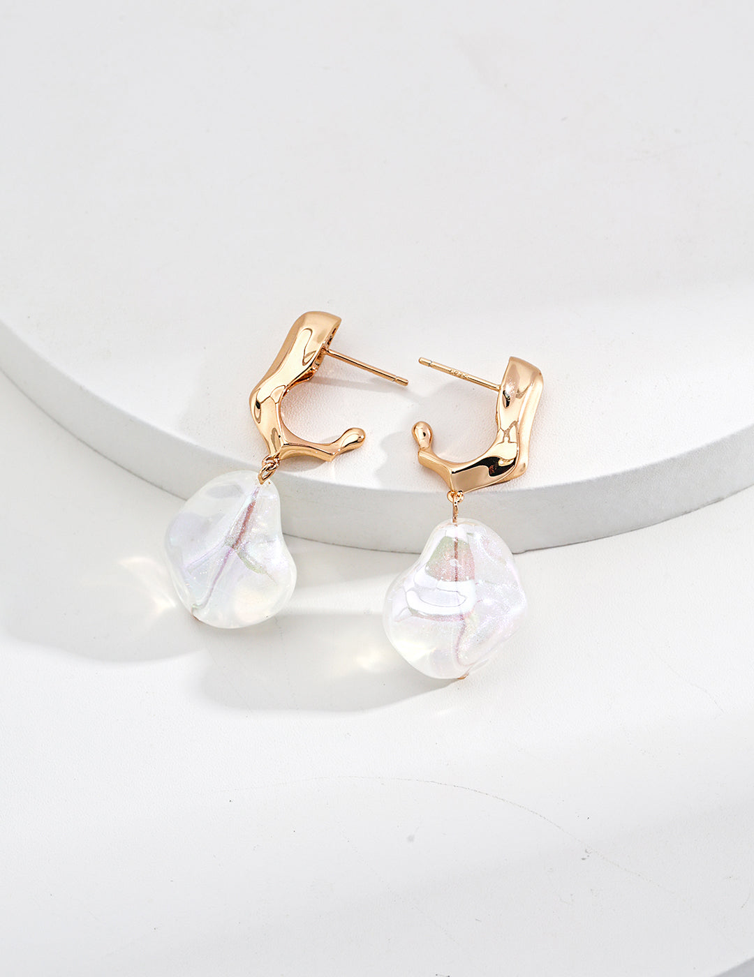 Sterling Silver Freshwater Baroque Pearl & Resin Earrings - Tear Of Angel