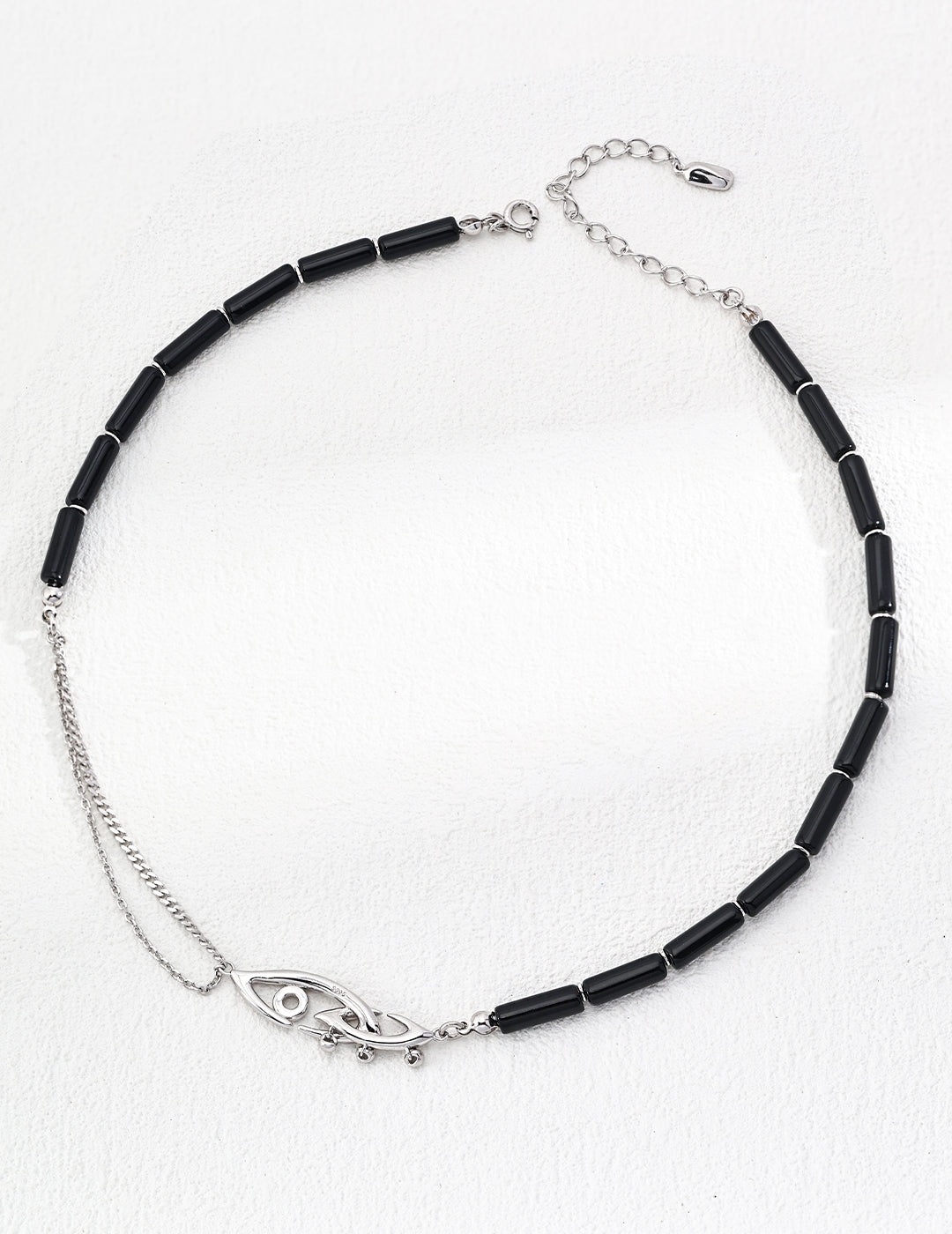 Sterling Silver Natural Black Onyx Necklace