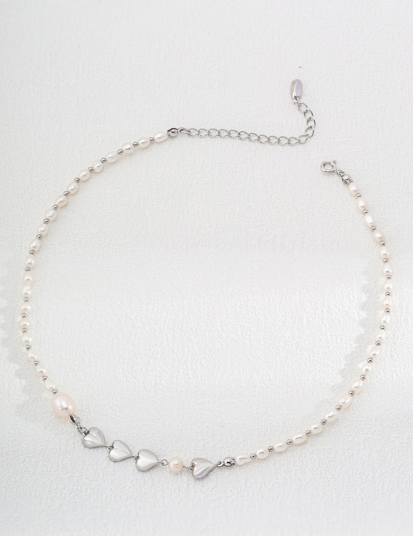 Sterling Silver Pearl - Heart's Whisper Necklace