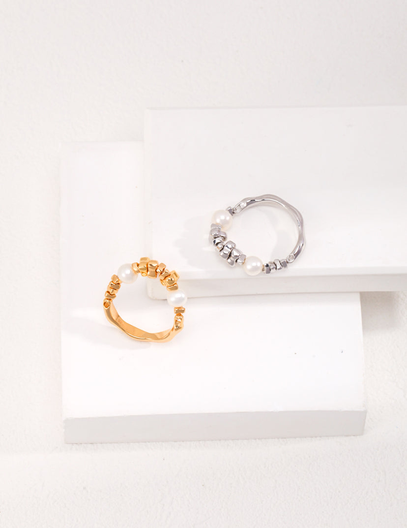 Luminous Silver Shards & Pearl S925 Ring