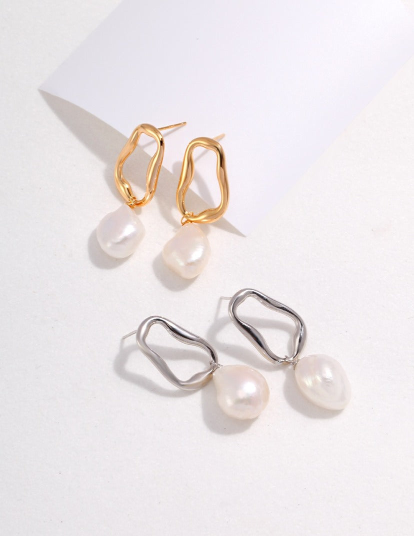 Freshwater Baroque Irregular Pearl Earrings