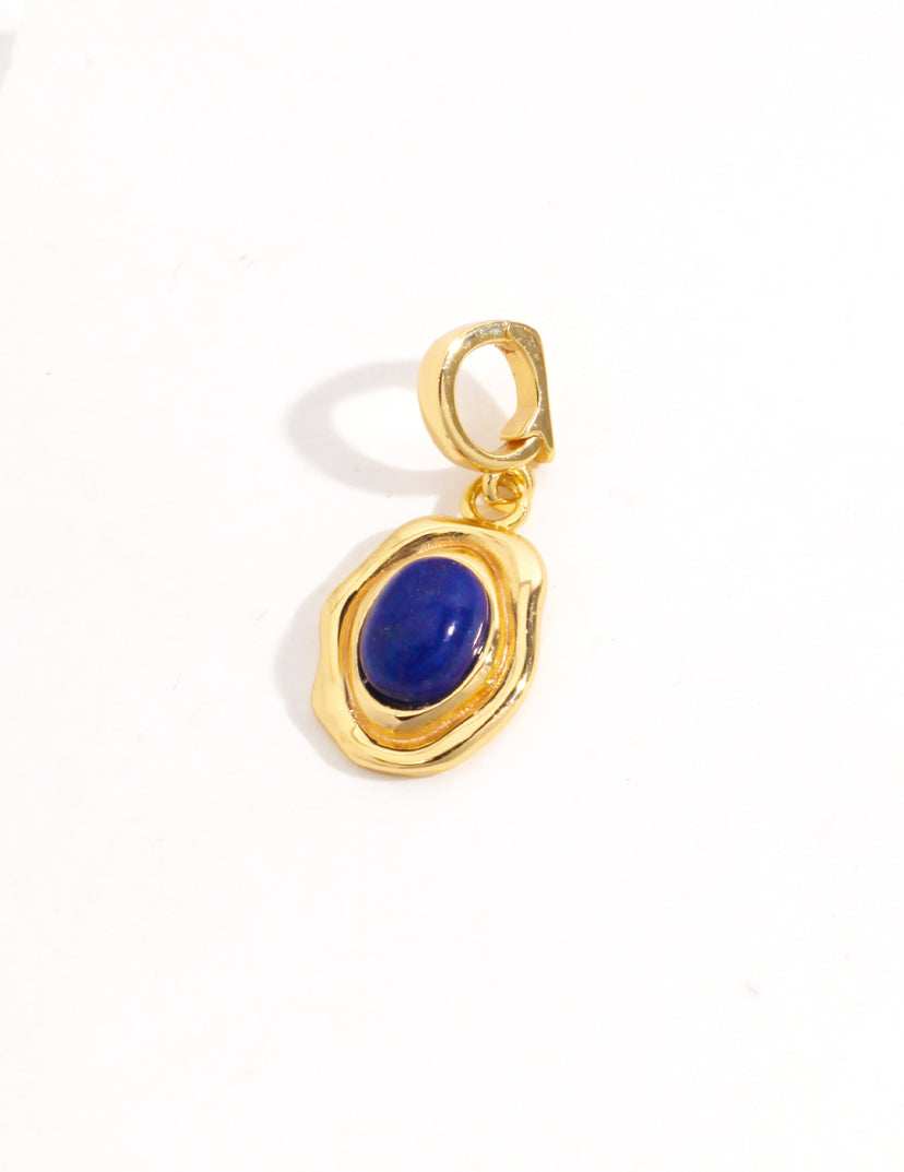 Sterling Silver - Antique Gold Lapis Lazuli Necklace Pendant