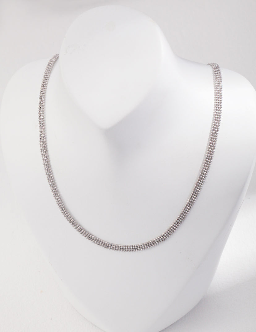 Pure Silver Fine Bead Lace Chain Necklace