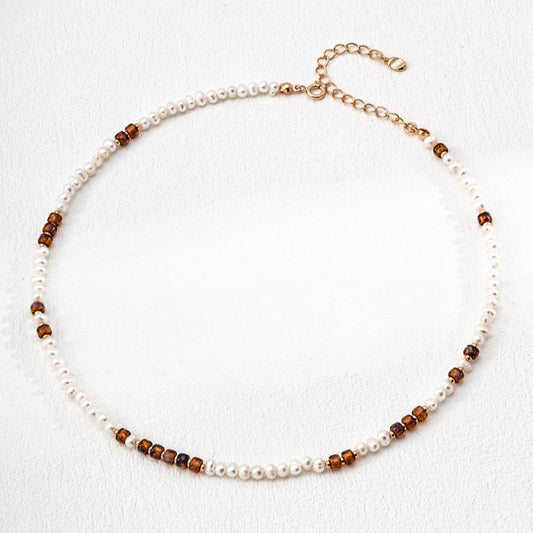 Timeless Narrative Pearl & Czech Glass S925 Silver Necklace