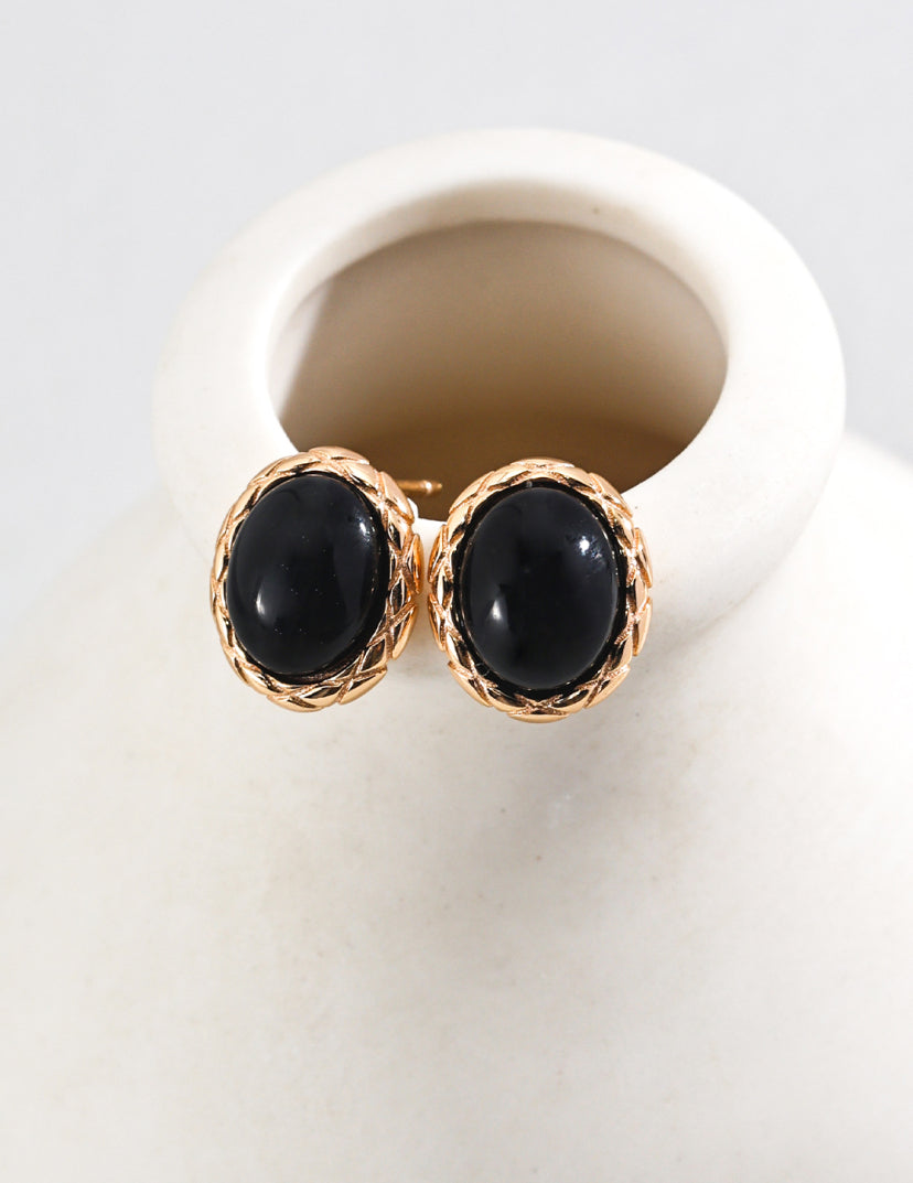 Black Onyx Bunny Earrings