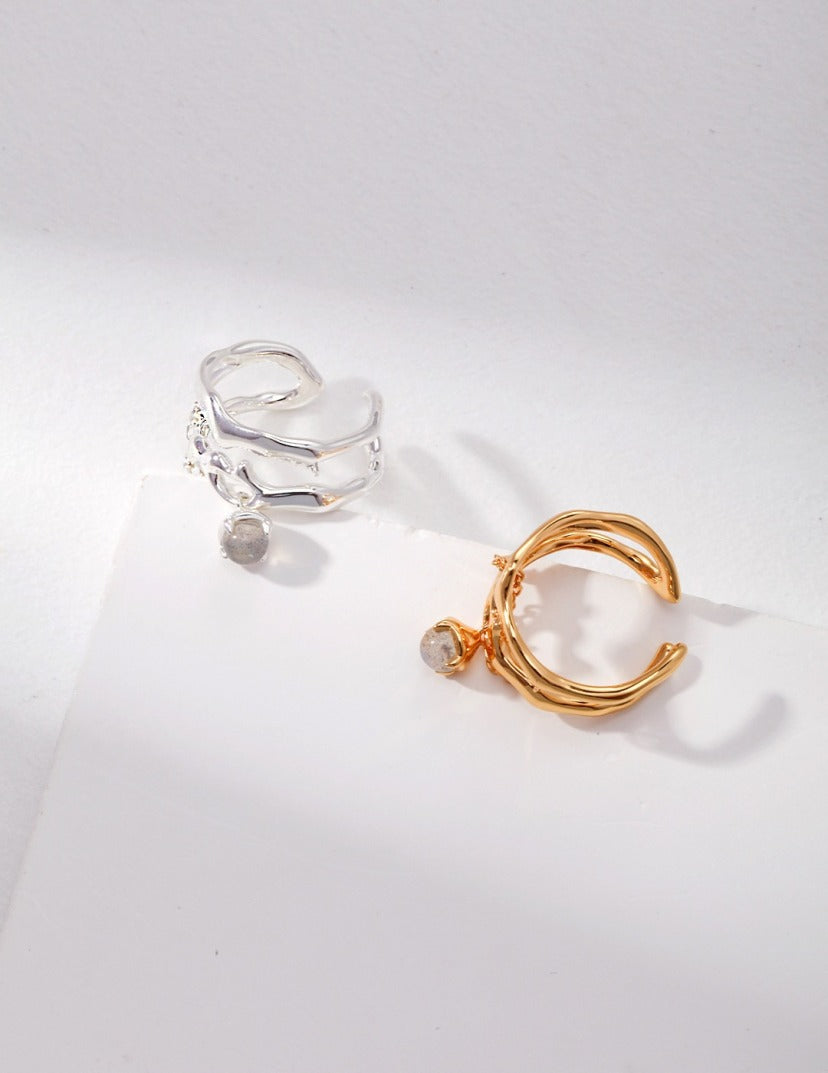 Moonstone Gold Plated Silver Chain Ring