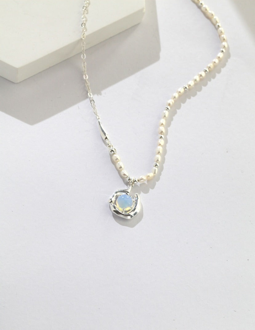 Opal Pearl Mirror Lake Necklace