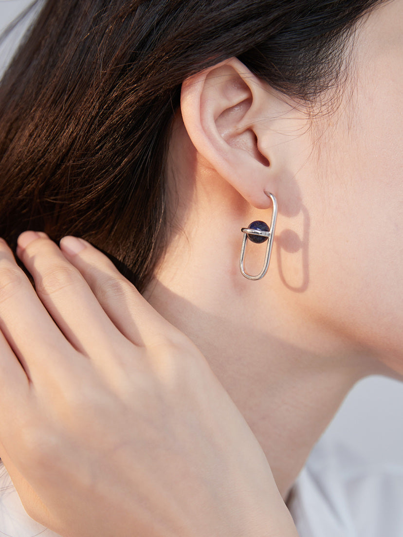 Lapis Lazuli Sterling Silver Neptune Earrings