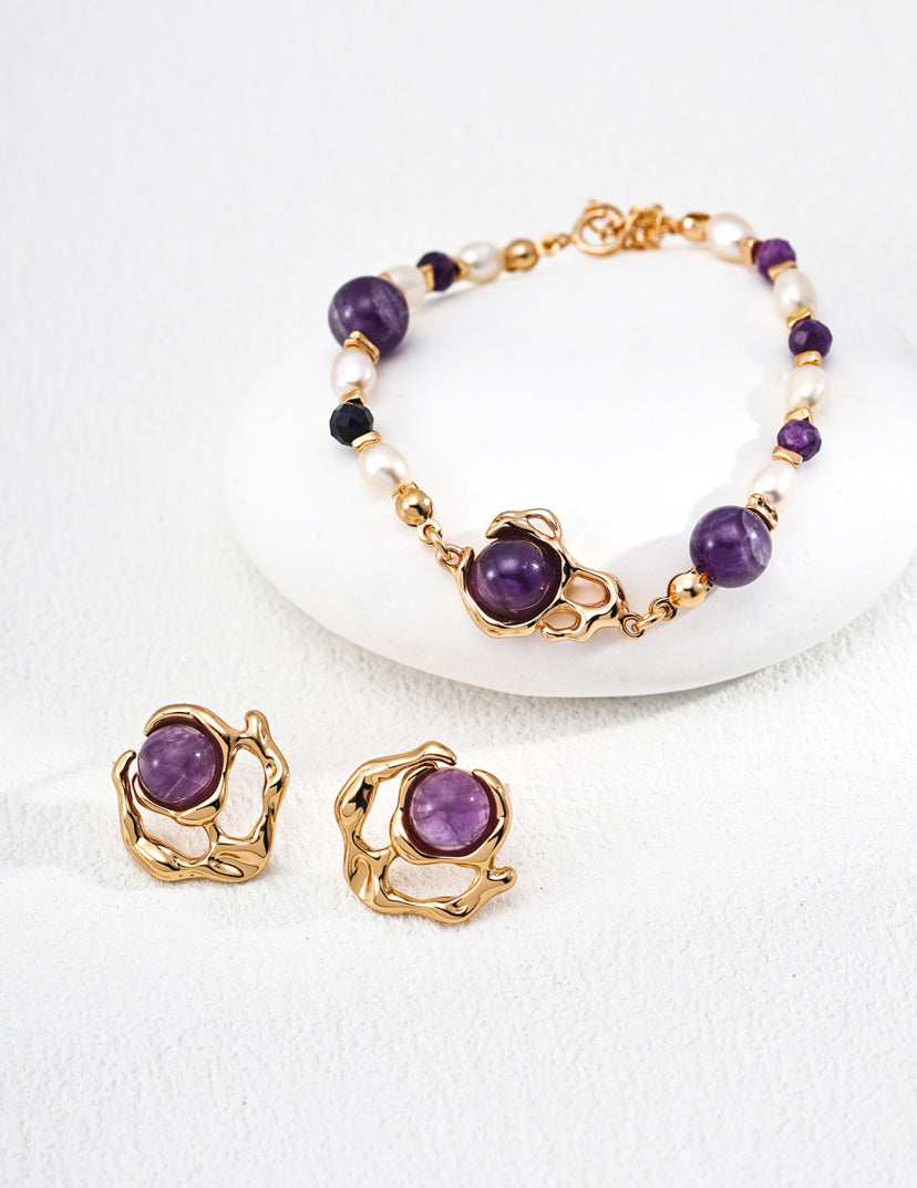 Europa Violet Vintage Amethyst Sterling Silver Studs – Yan